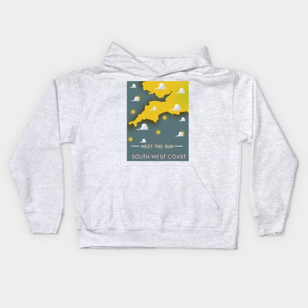 South West Coast England travel poster Kids Hoodie by nickemporium1